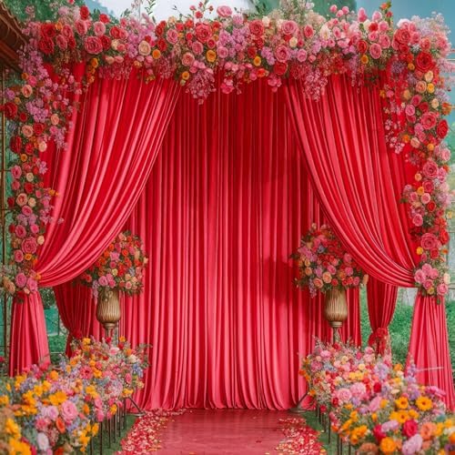 8x10FT Red Backdrop Curtains for Wedding Parties, Wrinkle Free Polyester Photo Backdrop Drapes for Birthday Baby, alternate