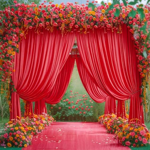8x10FT Red Backdrop Curtains for Wedding Parties, Wrinkle Free Polyester Photo Backdrop Drapes for Birthday Baby, alternate