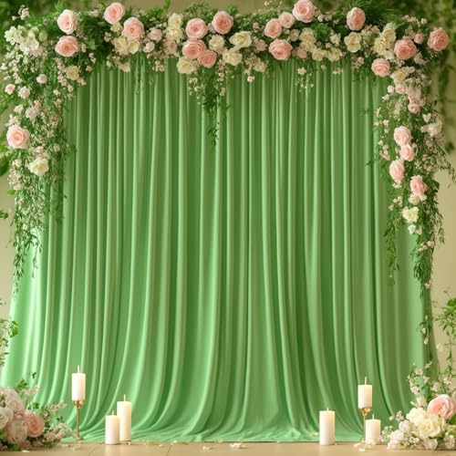 8x10FT Sage Green Backdrop Curtains for Wedding Parties, Wrinkle Free Polyester Photography Backdrop Drapes for