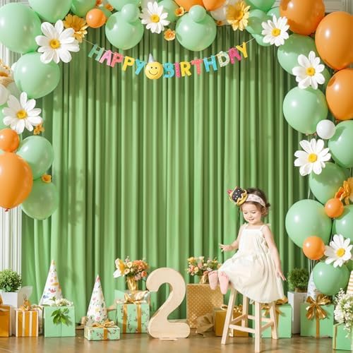 8x10FT Sage Green Backdrop Curtains for Wedding Parties, Wrinkle Free Polyester Photography Backdrop Drapes for, alternate