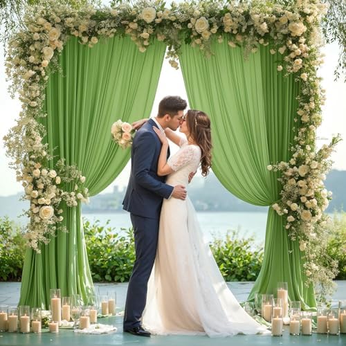 8x10FT Sage Green Backdrop Curtains for Wedding Parties, Wrinkle Free Polyester Photography Backdrop Drapes for, alternate
