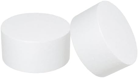 8x6 Inch Foam Dummy Round Cake for Crafts 2 PCS for DIY Projects in 8x6 Inch in white