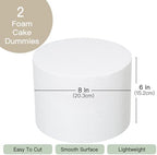 8x6 Inch Foam Dummy Round Cake for Crafts 2 PCS for DIY Projects in 8x6 Inch in white, alternate view 3