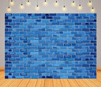 8x6ft Blue Brick Wall Backdrop Brick Wall Birthday Party Decor Photography Background Blue Stone Brick Wall, alternate view 2