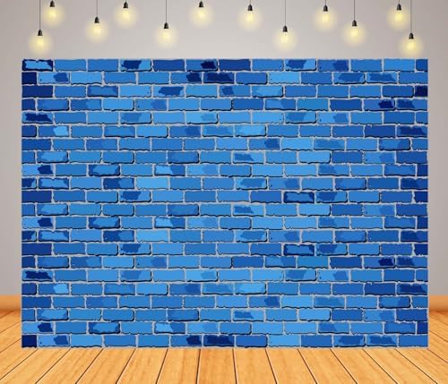 8x6ft Blue Brick Wall Backdrop Brick Wall Birthday Party Decor Photography Background Blue Stone Brick Wall, alternate view 2