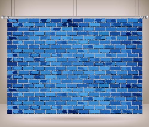 8x6ft Blue Brick Wall Backdrop Brick Wall Birthday Party Decor Photography Background Blue Stone Brick Wall, alternate view 3