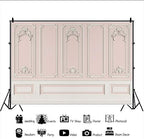 8x6ft Pink White Vintage Room Inside Backdrop European Frame Modern House French Castle Cementery Wall Retro, alternate view