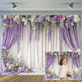 8X6ft Purple Wisteria Flower Wall Backdrop Purple Floral Curtain Background for Bridal Shower Birthday Party
