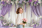 8X6ft Purple Wisteria Flower Wall Backdrop Purple Floral Curtain Background for Bridal Shower Birthday Party, alternate view