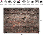 8x6ft Red Brick Wall Photography Backdrop Rustic Vintage Industrial Style Background Banner for Party Wedding, alternate view