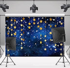 8x6ft Twinkle Twinkle Little Star Backdrops Navy Blue Galaxy Starry Night Gold Stars Photography Background for, alternate