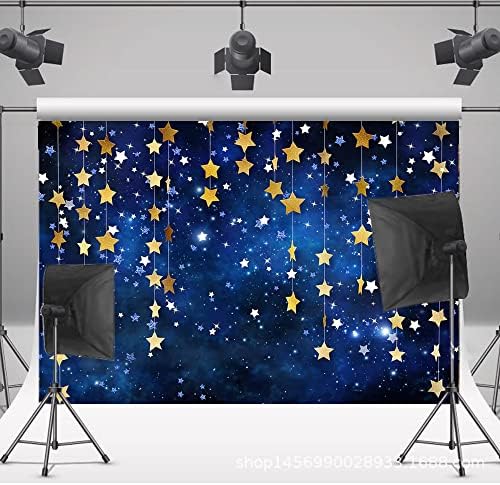 8x6ft Twinkle Twinkle Little Star Backdrops Navy Blue Galaxy Starry Night Gold Stars Photography Background for, alternate