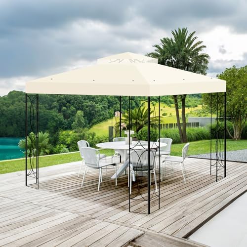 8x8 Canopy Replacement Top for Gazebo, Double Tier, Beige in Beige, alternate view 2