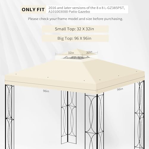 8x8 Canopy Replacement Top for Gazebo, Double Tier, Beige in Beige, alternate view 3