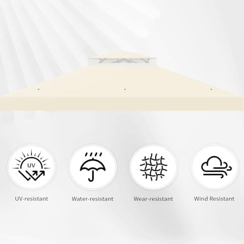 8x8 Canopy Replacement Top for Gazebo, Double Tier, Beige in Beige, alternate view 4