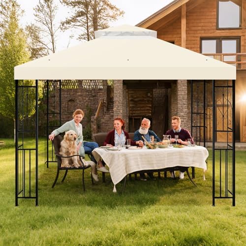 8x8 Canopy Replacement Top for Gazebo, Double Tier, Beige in Beige, alternate view 7