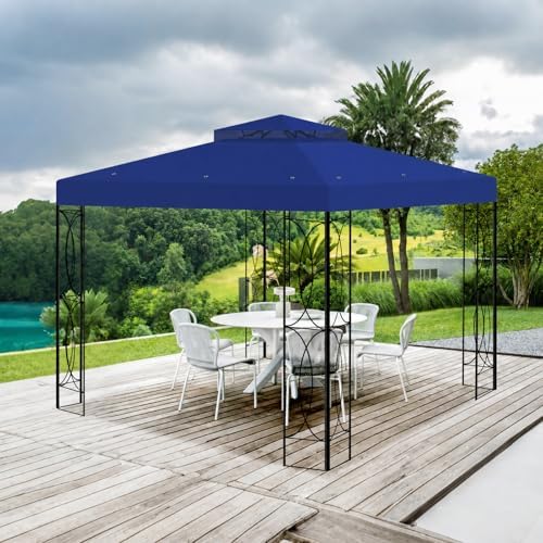 8x8 Canopy Replacement Top for Gazebo, Double Tier, Blue in Blue, alternate view 2