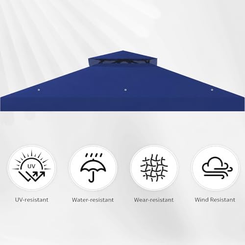 8x8 Canopy Replacement Top for Gazebo, Double Tier, Blue in Blue, alternate view 3
