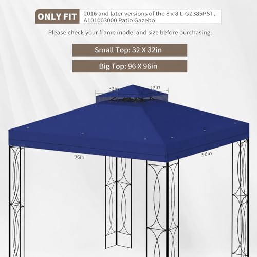 8x8 Canopy Replacement Top for Gazebo, Double Tier, Blue in Blue, alternate view 4