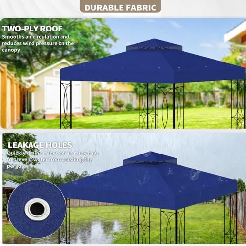 8x8 Canopy Replacement Top for Gazebo, Double Tier, Blue in Blue, alternate view 5