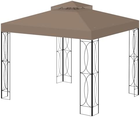 8x8 Canopy Replacement Top for Gazebo, Double Tier, Khaki in Khaki