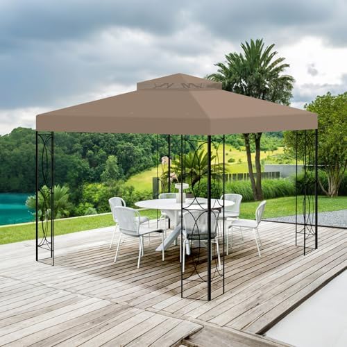 8x8 Canopy Replacement Top for Gazebo, Double Tier, Khaki in Khaki, alternate view 2