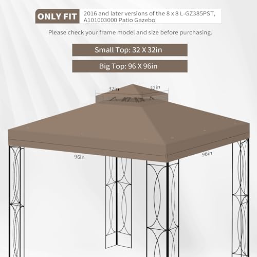 8x8 Canopy Replacement Top for Gazebo, Double Tier, Khaki in Khaki, alternate view 3