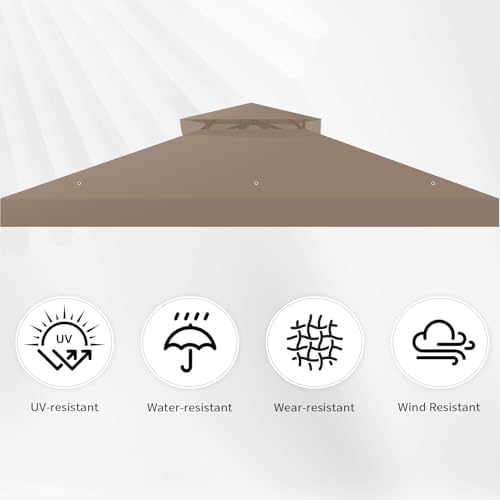 8x8 Canopy Replacement Top for Gazebo, Double Tier, Khaki in Khaki, alternate view 4