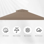 8x8 Canopy Replacement Top for Gazebo, Double Tier, Khaki in Khaki, alternate view 4