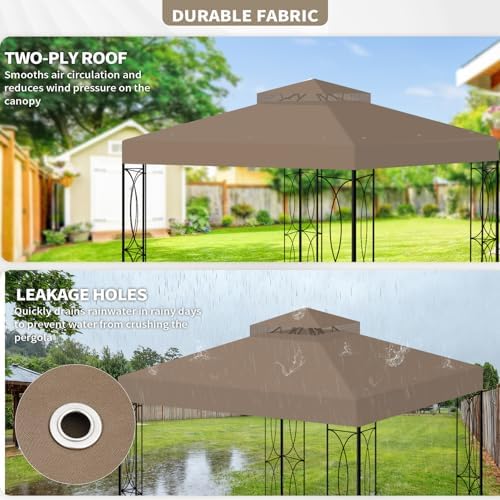 8x8 Canopy Replacement Top for Gazebo, Double Tier, Khaki in Khaki, alternate view 5