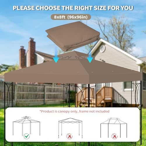 8x8 Canopy Replacement Top for Gazebo, Double Tier, Khaki in Khaki, alternate view 6