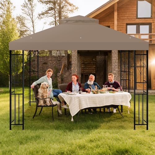8x8 Canopy Replacement Top for Gazebo, Double Tier, Khaki in Khaki, alternate view 7