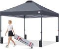 8x8 Durable Pop Up Canopy Tent with Roller Bag, Dark Grey in Dark Grey