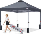 8x8 Durable Pop Up Canopy Tent with Roller Bag, Dark Grey in Dark Grey