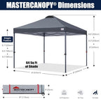 8x8 Durable Pop Up Canopy Tent with Roller Bag, Dark Grey in Dark Grey, alternate view 3