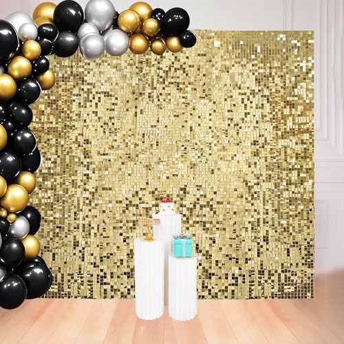 8x8 FT Light Gold Shimmer Wall Backdrop for Party Decorations in 8x8 FT in Light Gold