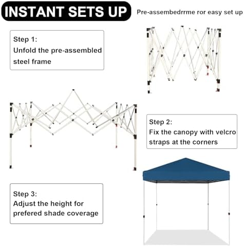 8X8 FT Pop Up Canopy, Outdoor Instant Canopy Tent w/Carrying Bag, Portable Gazebo Shelter for Wedding Party, alternate view 4