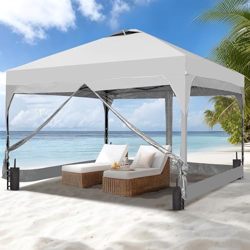 8x8 FT Pop Up Canopy Tent with One Push Setup, Setup Gazebo with 4 PVC Transparent Sidewalls, Easy Carry for, alternate view