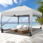 8x8 FT Pop Up Canopy Tent with One Push Setup, Setup Gazebo with 4 PVC Transparent Sidewalls, Easy Carry for, alternate view