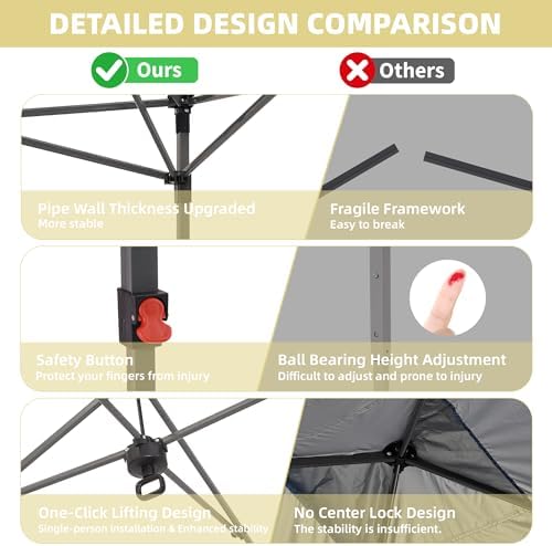 8x8 FT Pop Up Canopy Tent with One Push Setup, Setup Gazebo with 4 PVC Transparent Sidewalls, Easy Carry for, alternate view