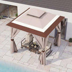 8x8 Gazebo Canopy with Netting, Curtains & Double Roof, alternate view 3
