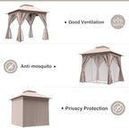 8x8 Gazebo Canopy with String Lights, Netting and Curtains, alternate view 4
