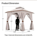 8x8 Gazebo with Lights, Netting, Curtains & Double Roof, alternate view 2