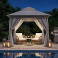 8x8 Outdoor Gazebo with Curtains, Netting & Double Roof