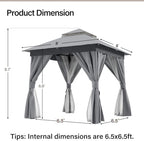 8x8 Outdoor Gazebo with Curtains, Netting & Double Roof, alternate view 2