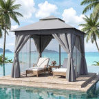 8x8 Outdoor Gazebo with Curtains, Netting & Double Roof, alternate view 3