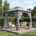 8x8 Outdoor Gazebo with Curtains, Netting & Double Roof, alternate view 4