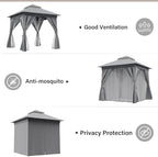 8x8 Outdoor Gazebo with Curtains, Netting & Double Roof, alternate view 5