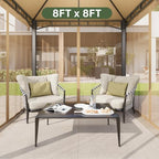 8x8 Outdoor Gazebo with Hanging Light, Beige in Beige, alternate view 6