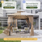8x8 Outdoor Gazebo with Hanging Light, Beige in Beige, alternate view 7